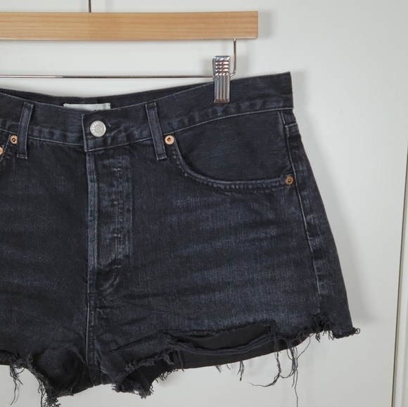 AGOLDE Parker Vintage Cut Off Denim Shorts 100% Organic Cotton Size XL - Picture 2 of 10